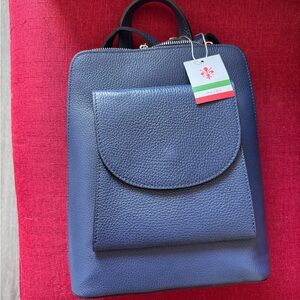 Italian Blue Leather Backpack - NWT